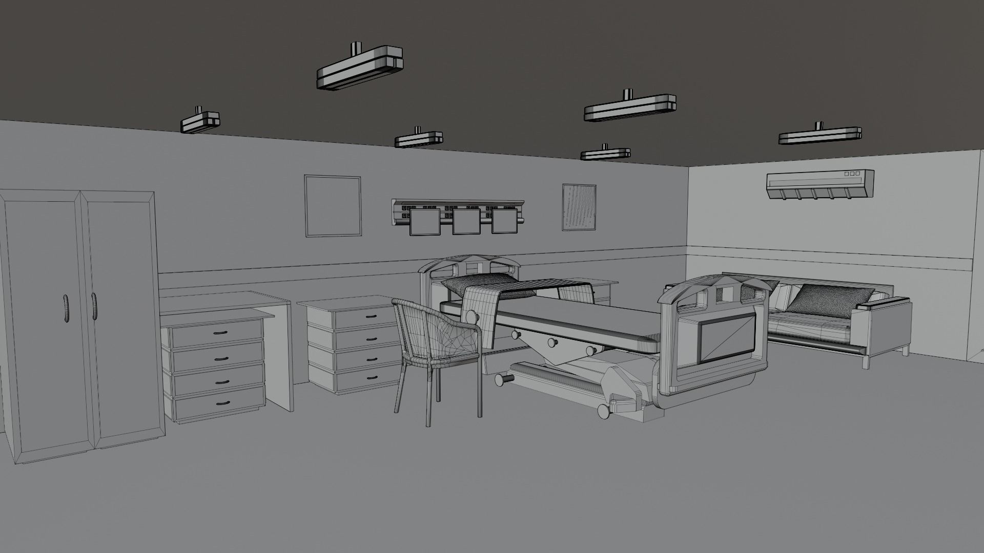 Hospital Room Low-poly 3D model_7