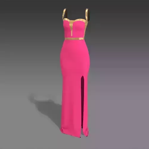 Dress glitter gold color strap and neon pink 