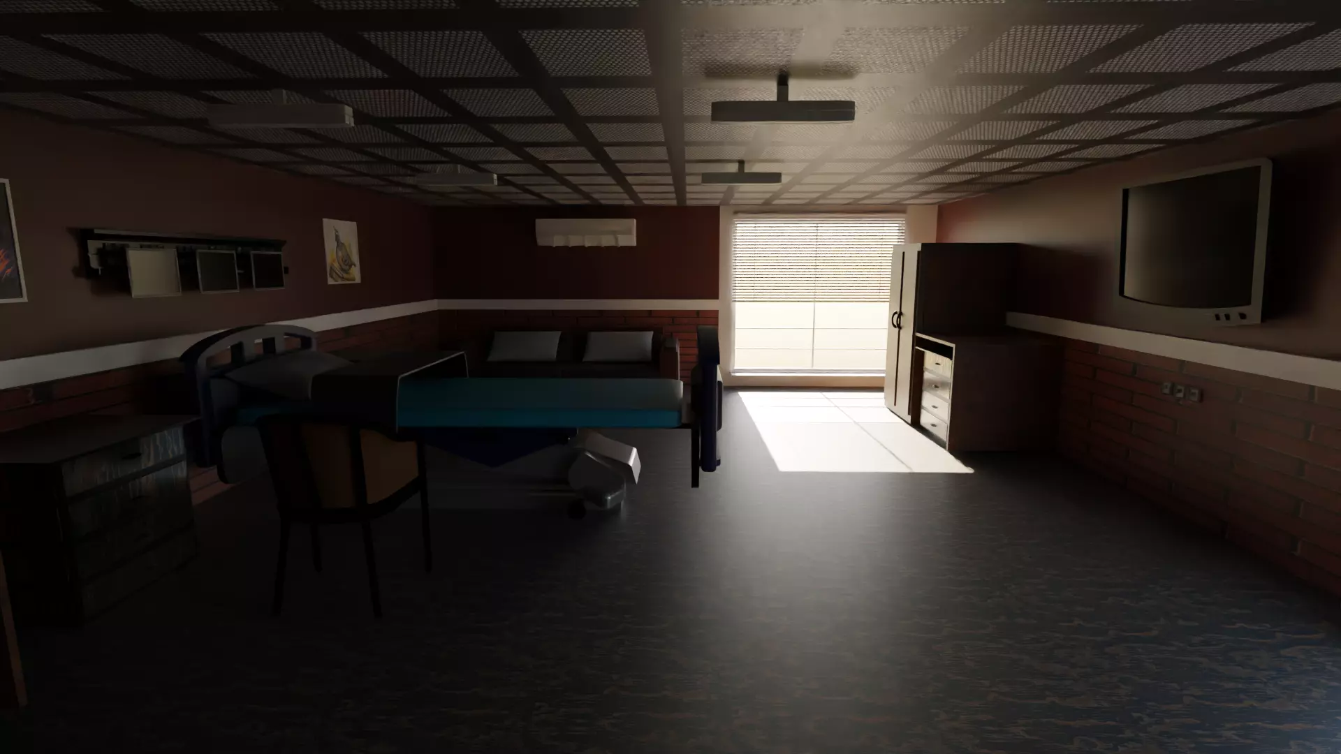 Hospital Room Low-poly 3D model