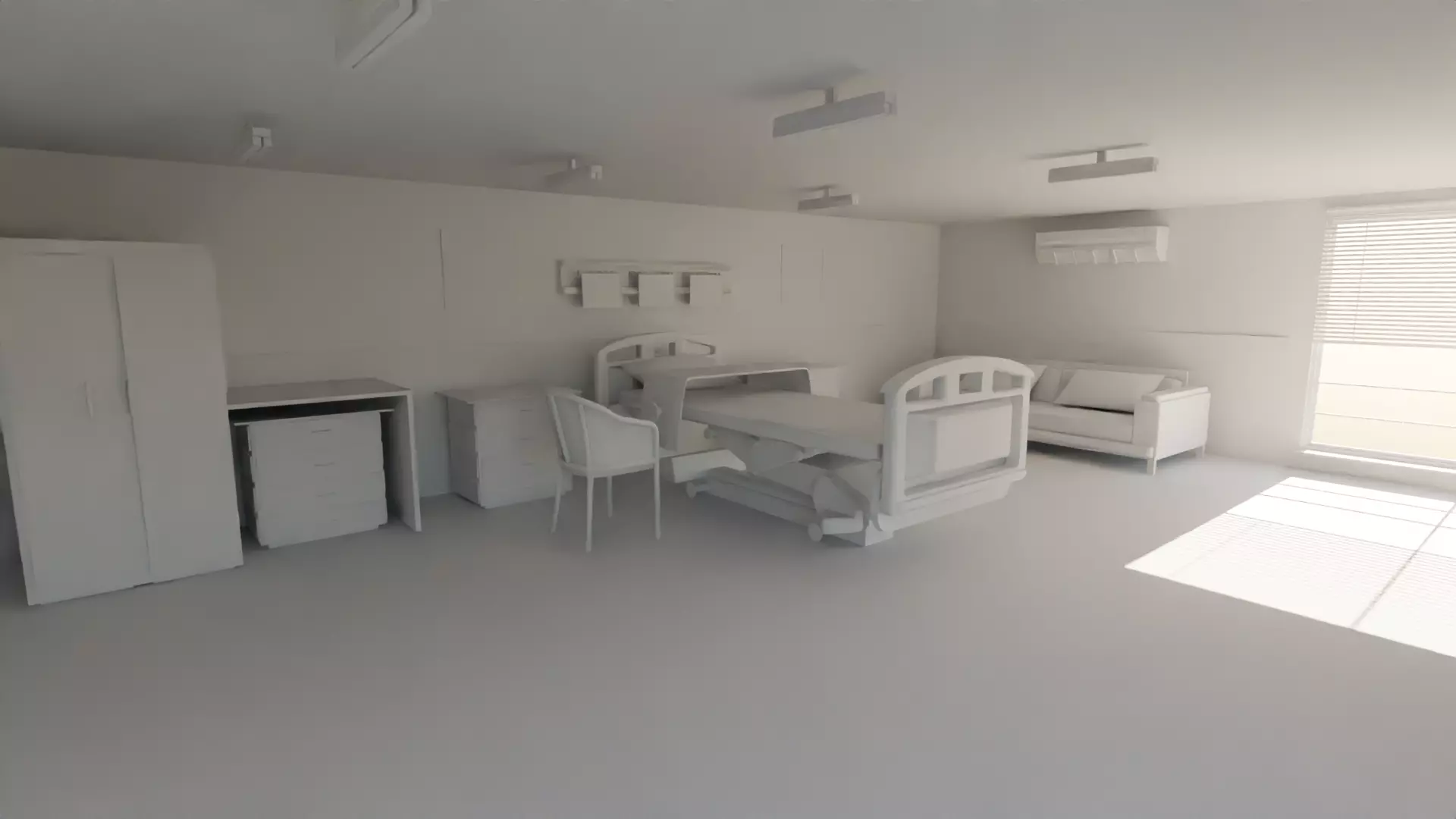 Hospital Room Low-poly 3D model