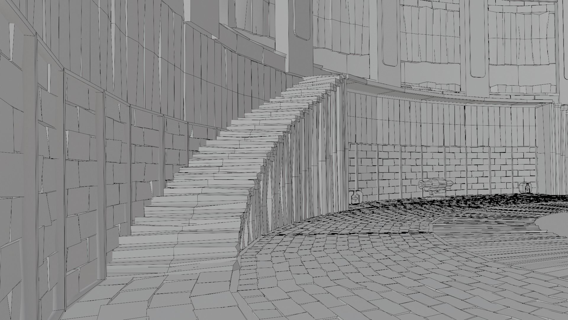 Retro Game Style Background Low-poly 3D model_21