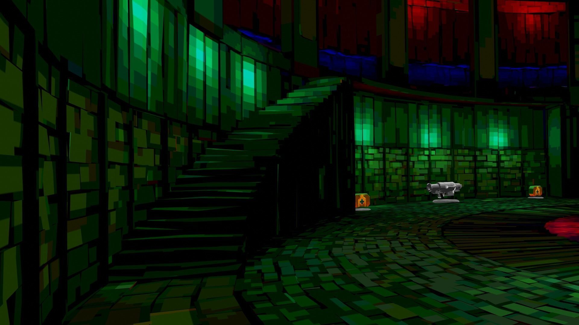 Retro Game Style Background Low-poly 3D model_6