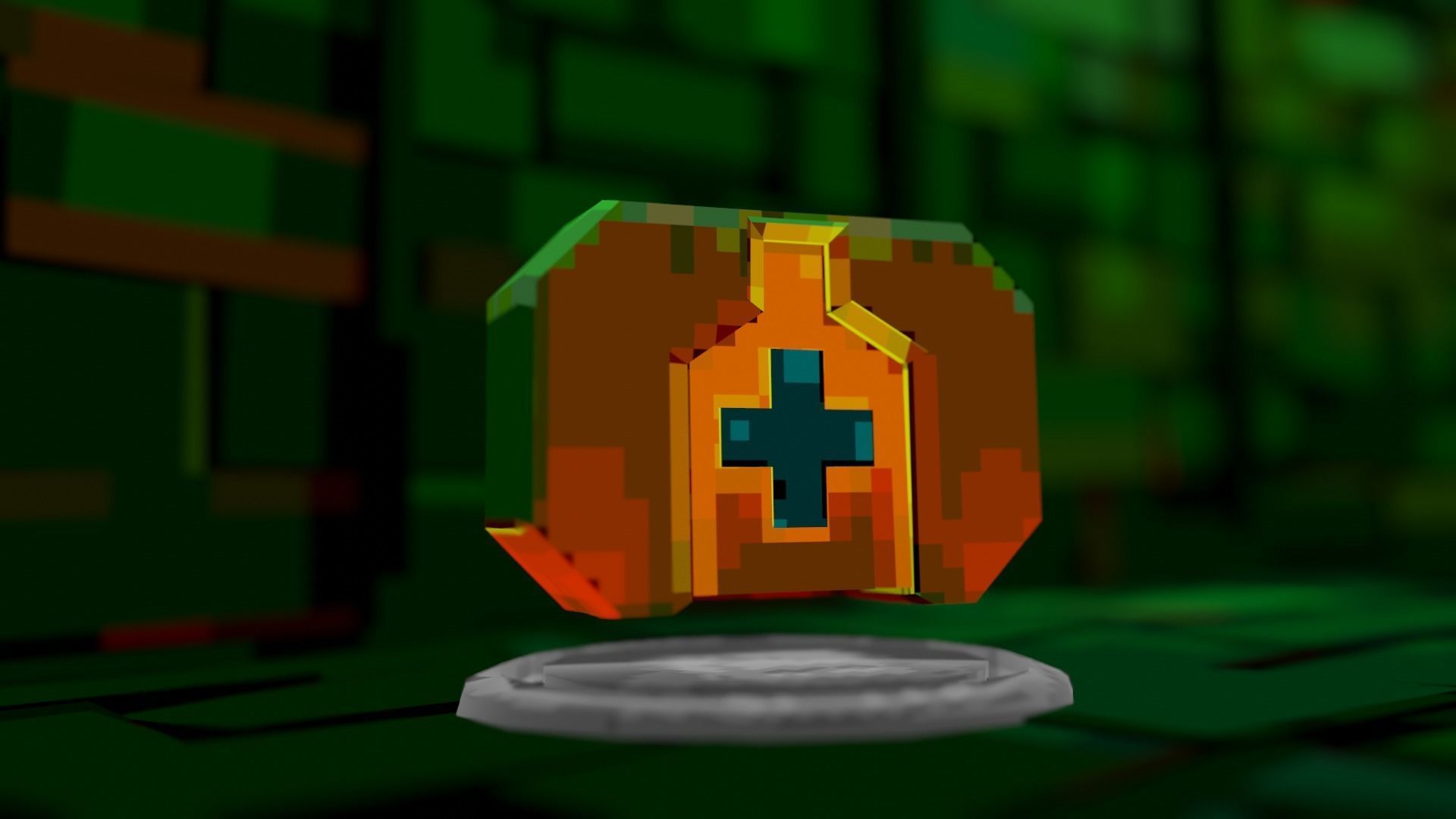 Retro Game Style Background Low-poly 3D model_10