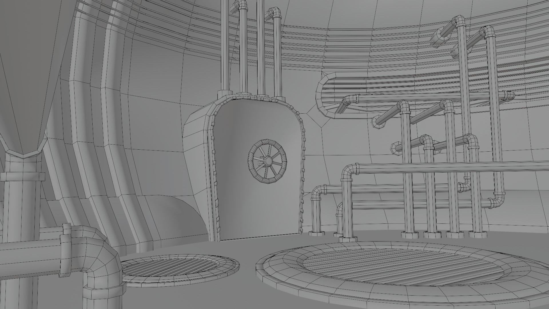 VR Spaceship Interior Low-poly 3D model_19