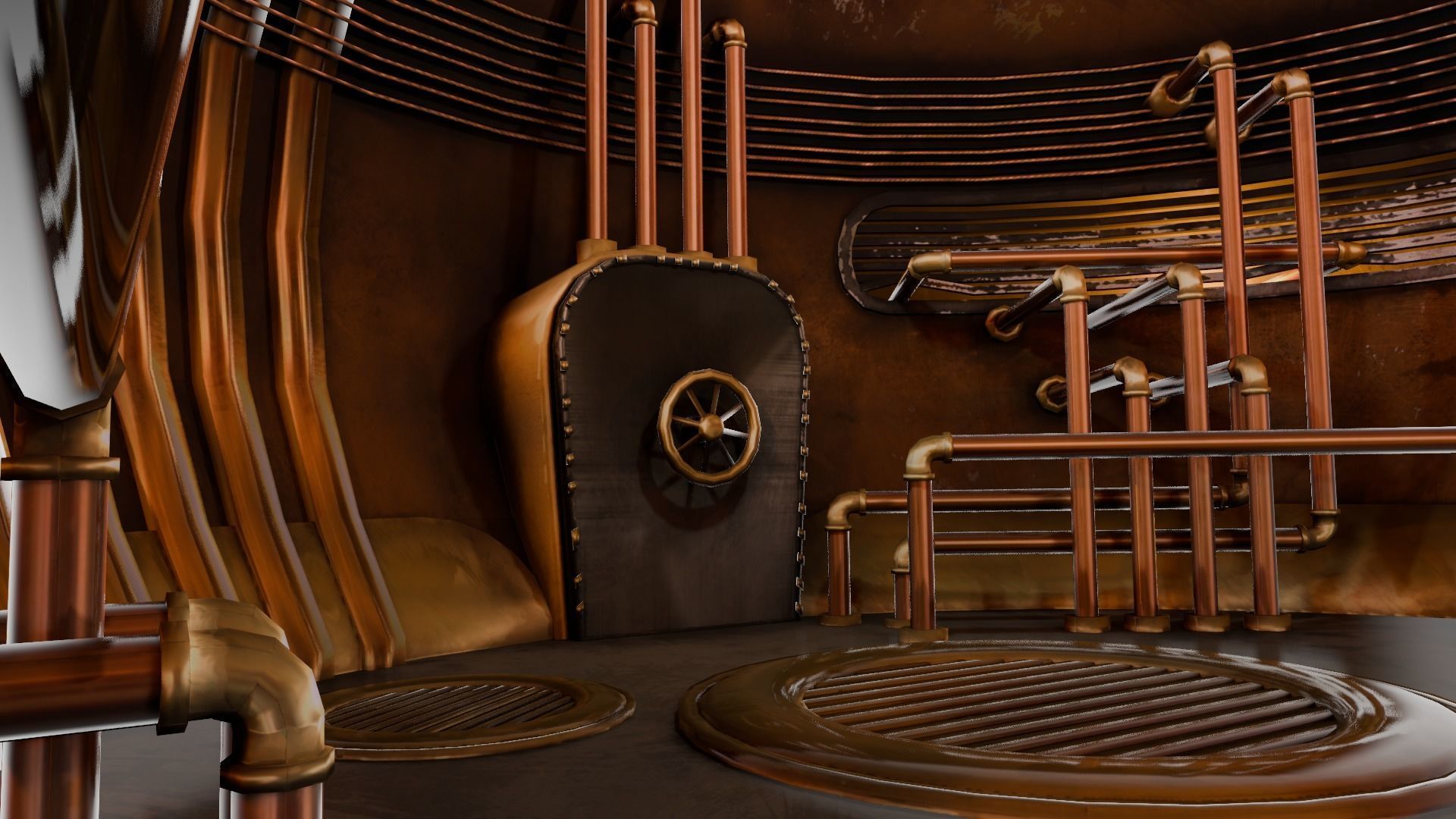 VR Spaceship Interior Low-poly 3D model_6