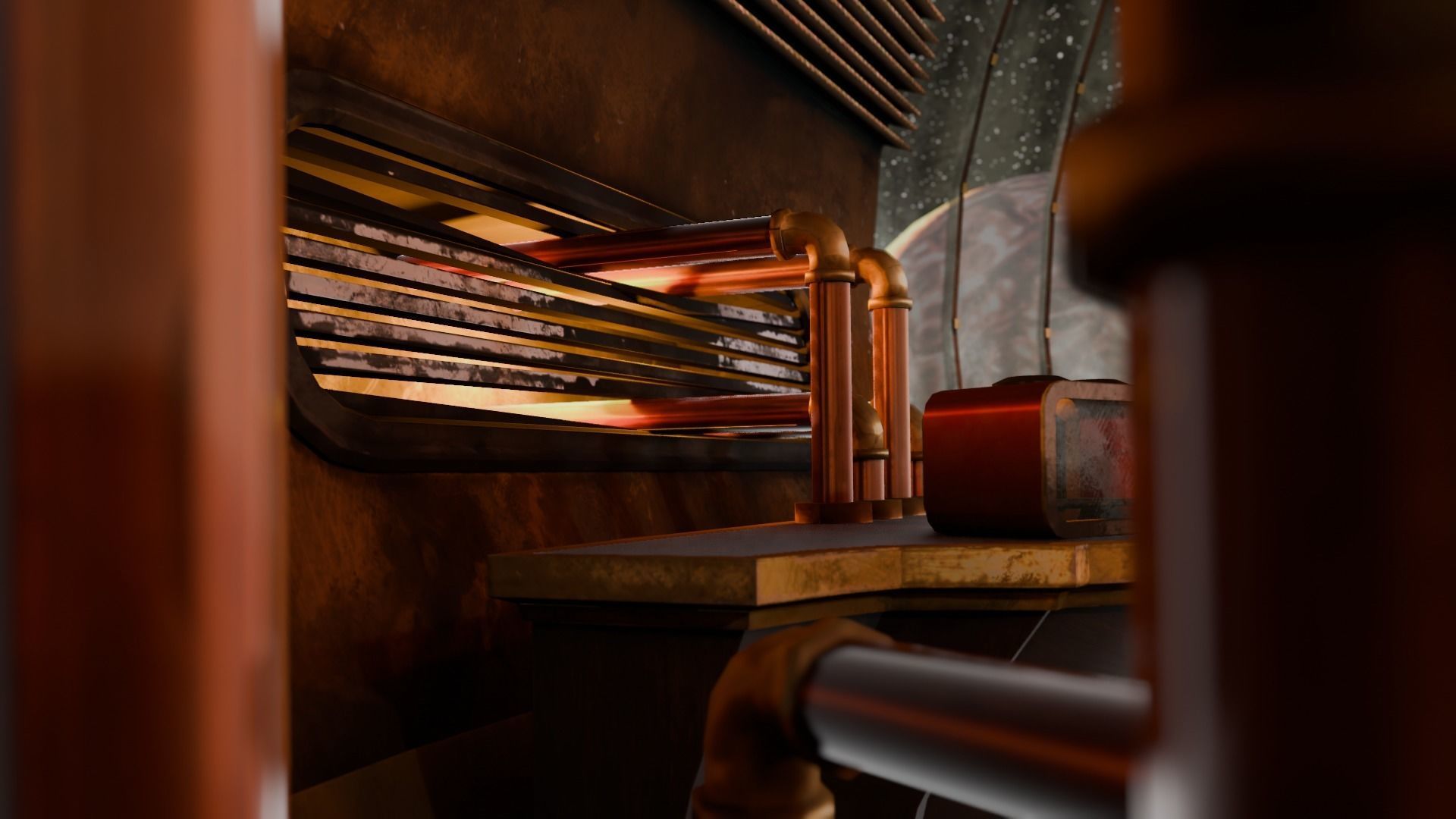 VR Spaceship Interior Low-poly 3D model_8