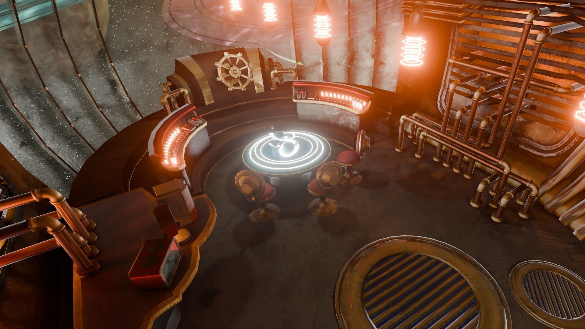 VR Spaceship Interior Low-poly 3D model_9