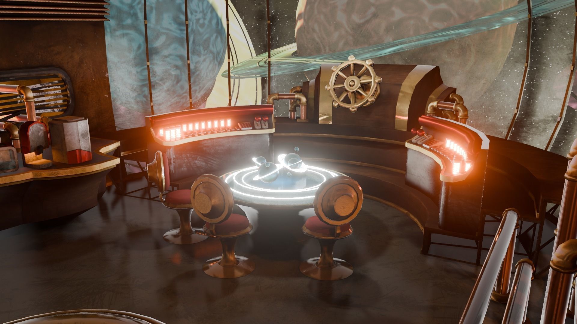 VR Spaceship Interior Low-poly 3D model_3