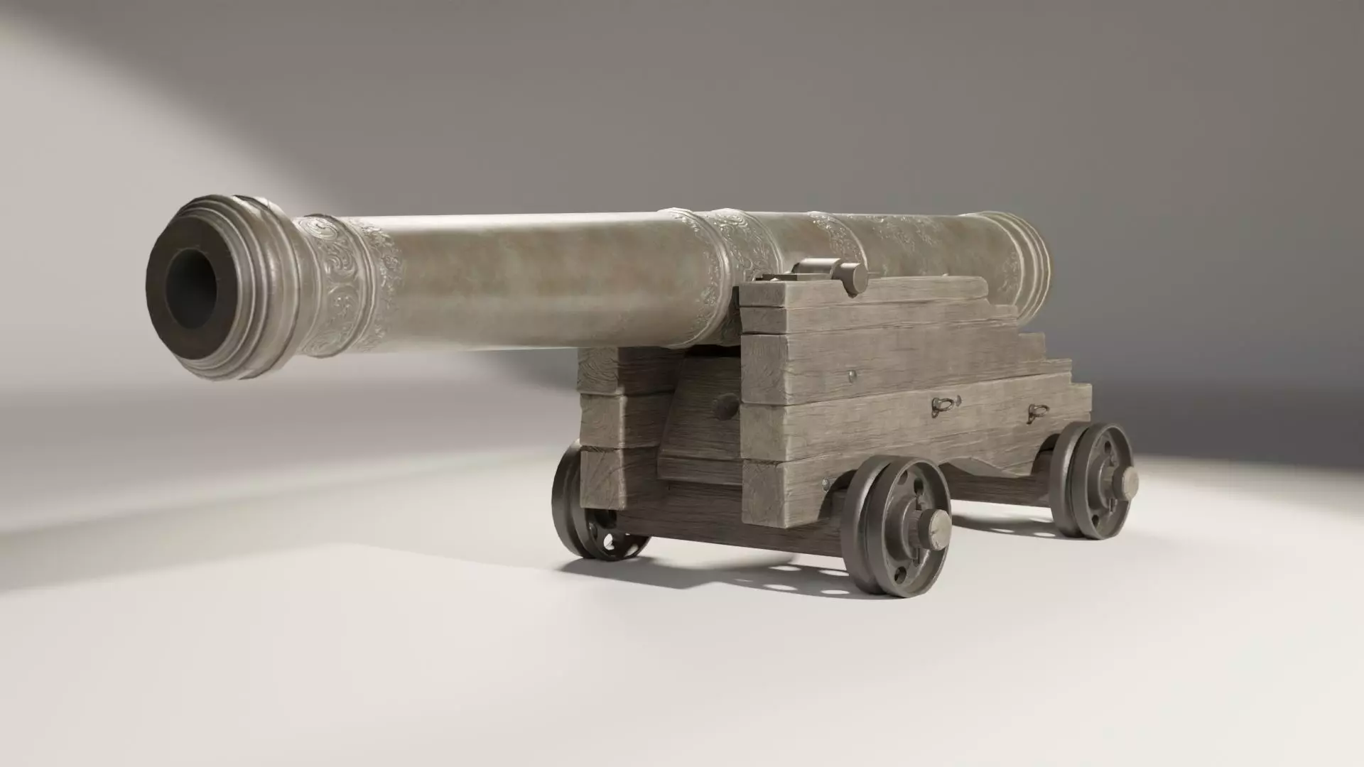 Medieval Cannon Low-poly 3D model_0