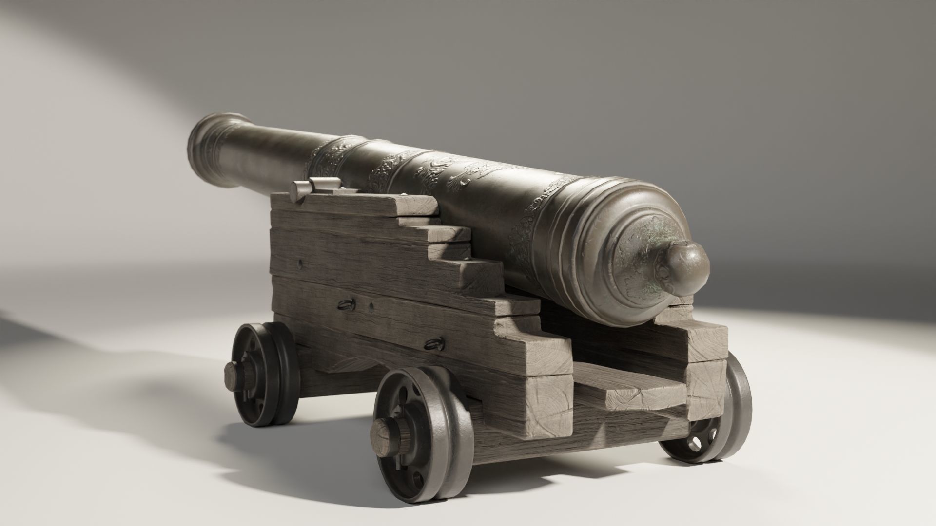 Medieval Cannon Low-poly 3D model_5