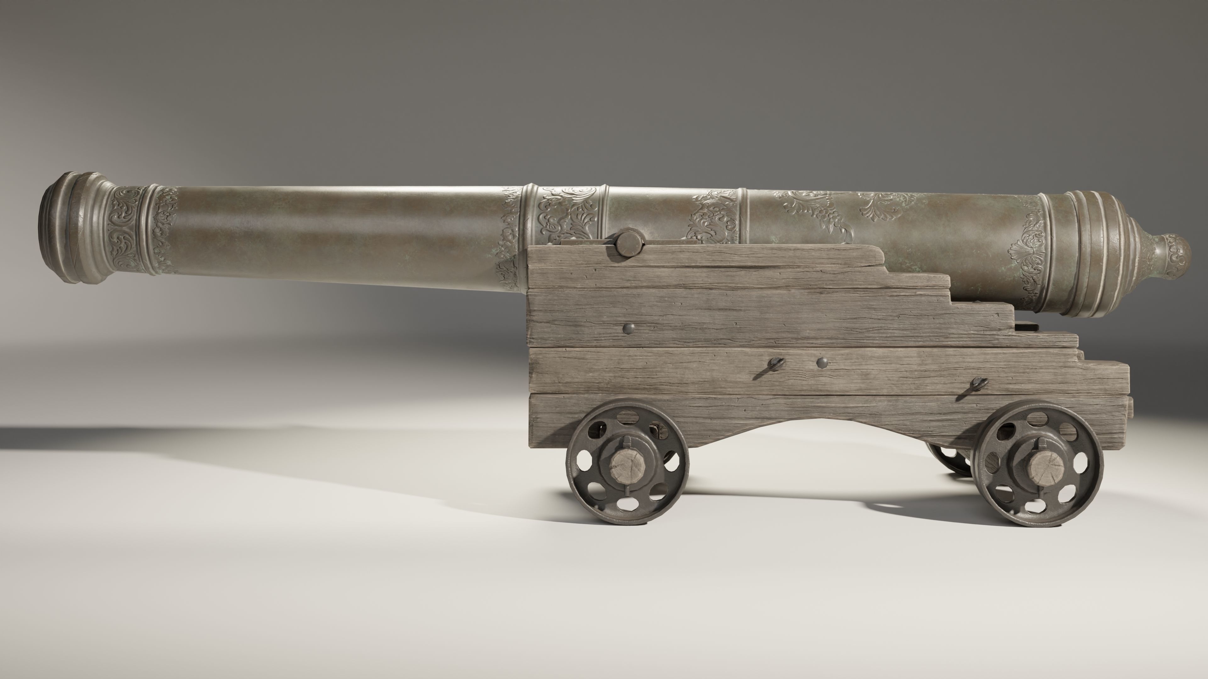 Medieval Cannon Low-poly 3D model_6