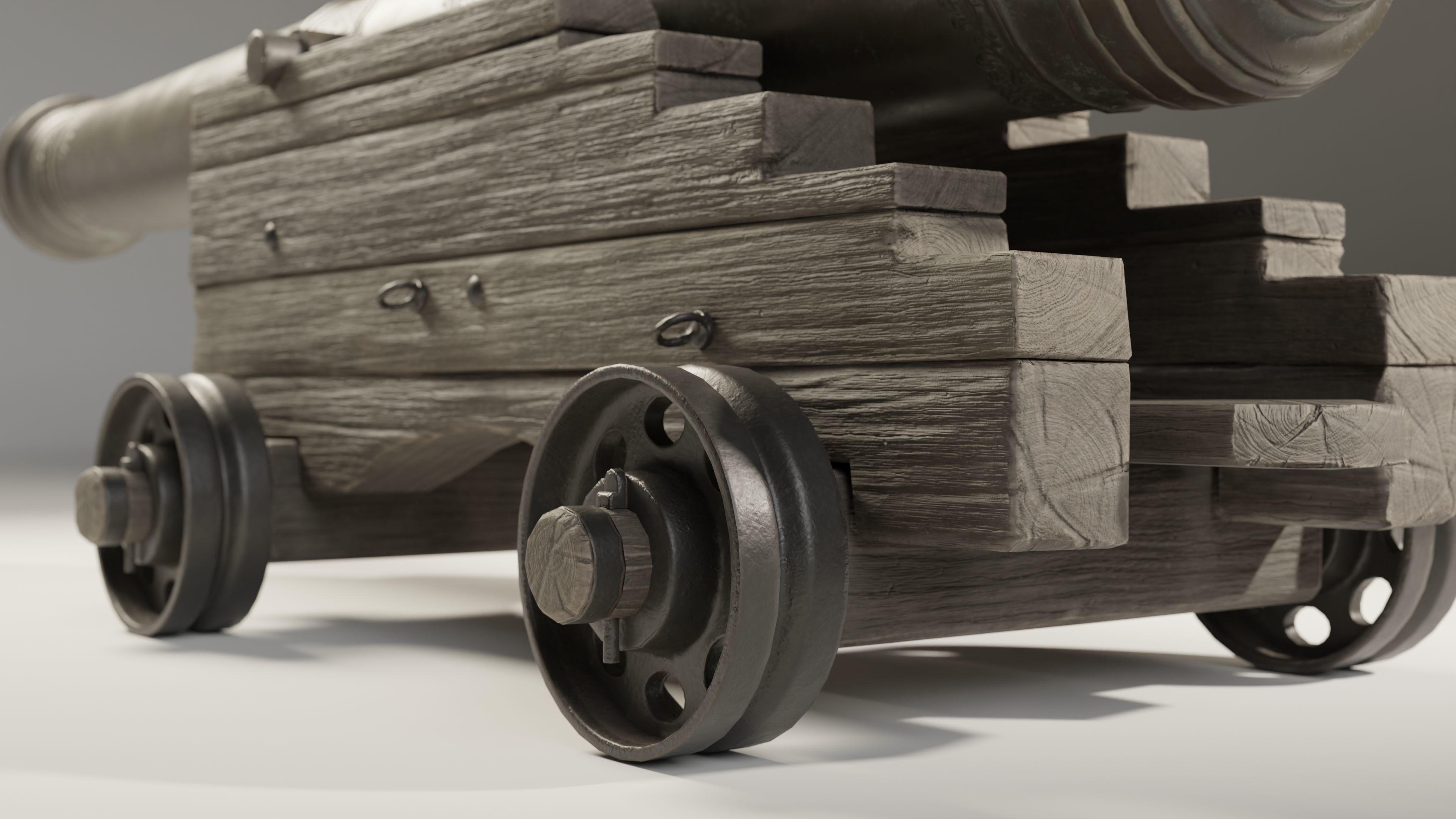 Medieval Cannon Low-poly 3D model_3