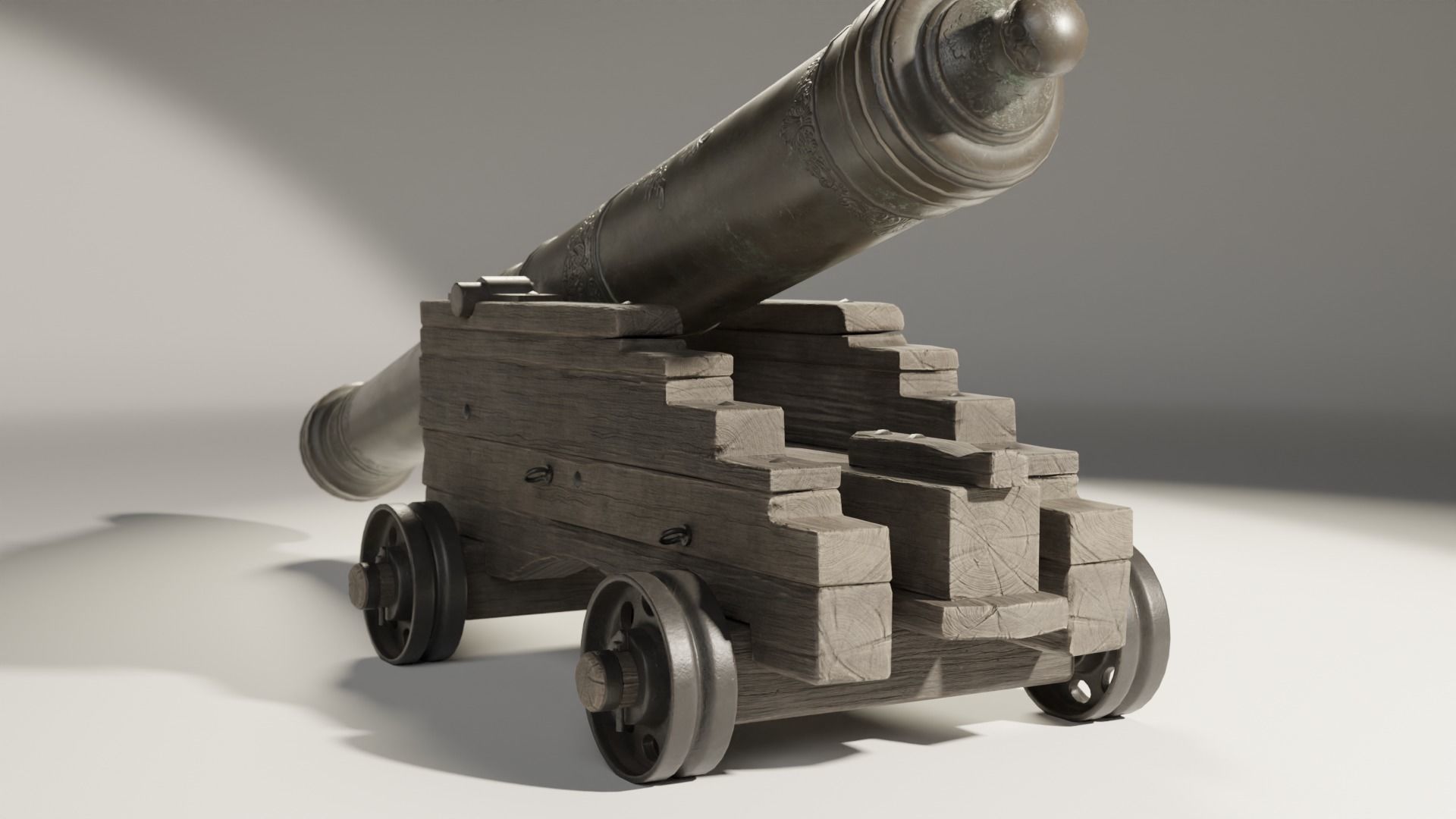 Medieval Cannon Low-poly 3D model_4