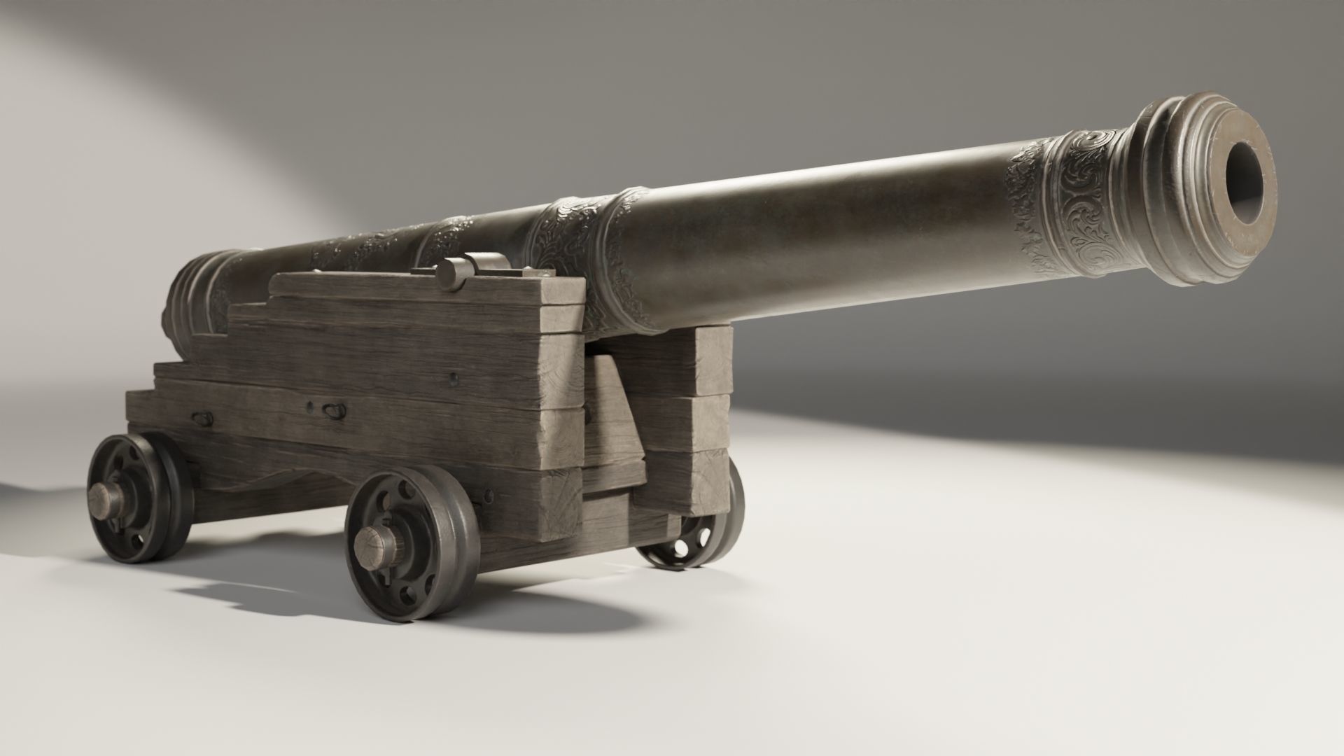 Medieval Cannon Low-poly 3D model_2