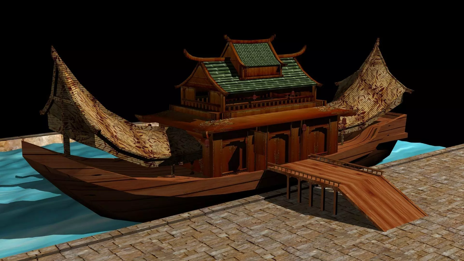 Chinese house boat 3D model