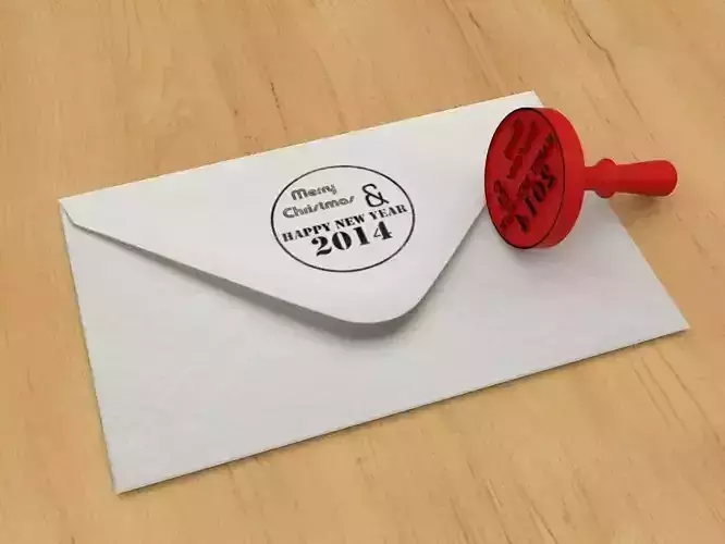 Stamp Merry christmas and Happy new year 2014 3D print model