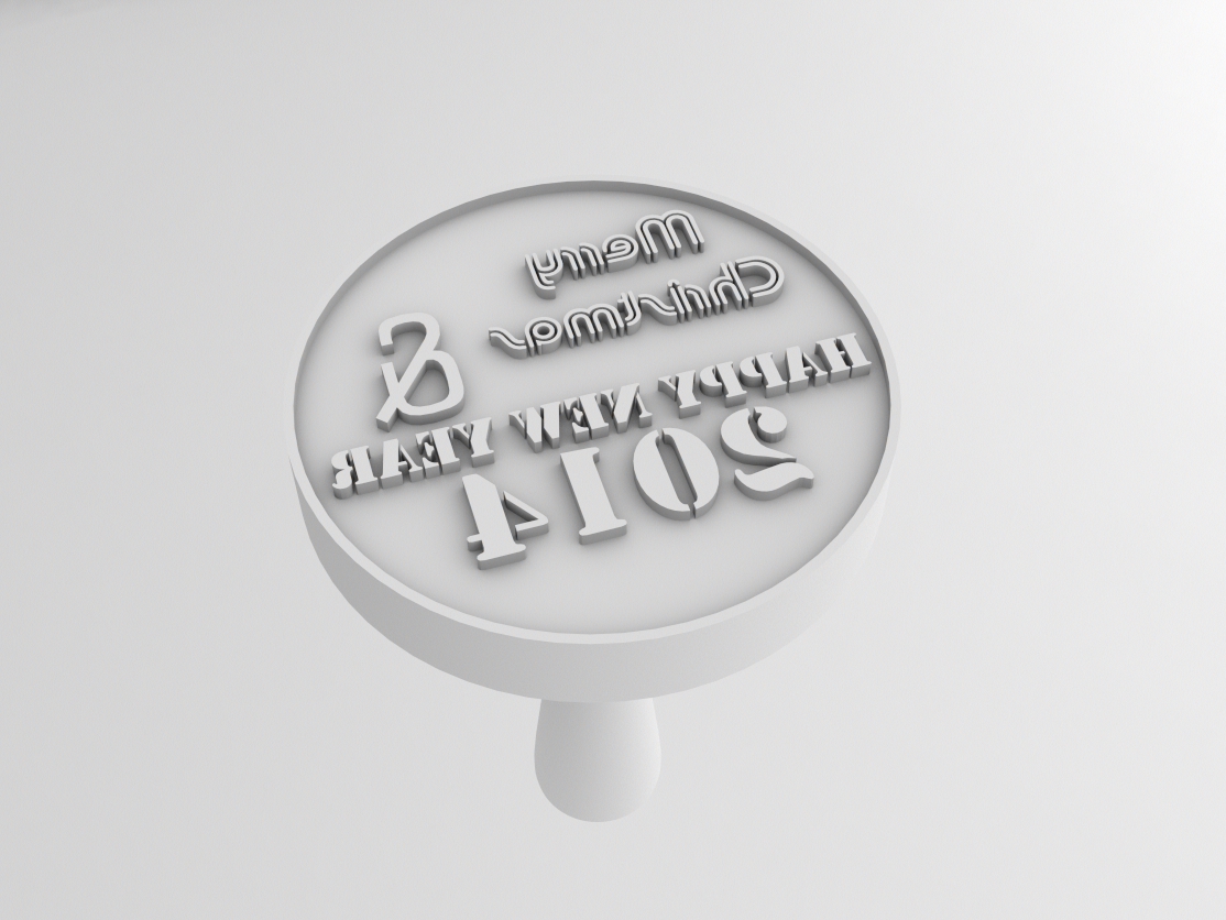 Stamp Merry christmas and Happy new year 2014 3D print model_2