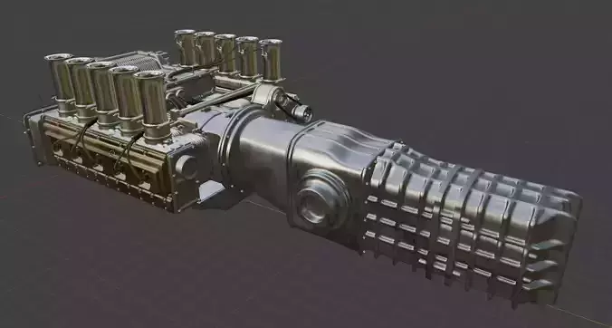 Vintage Race Car Engine With Gearbox