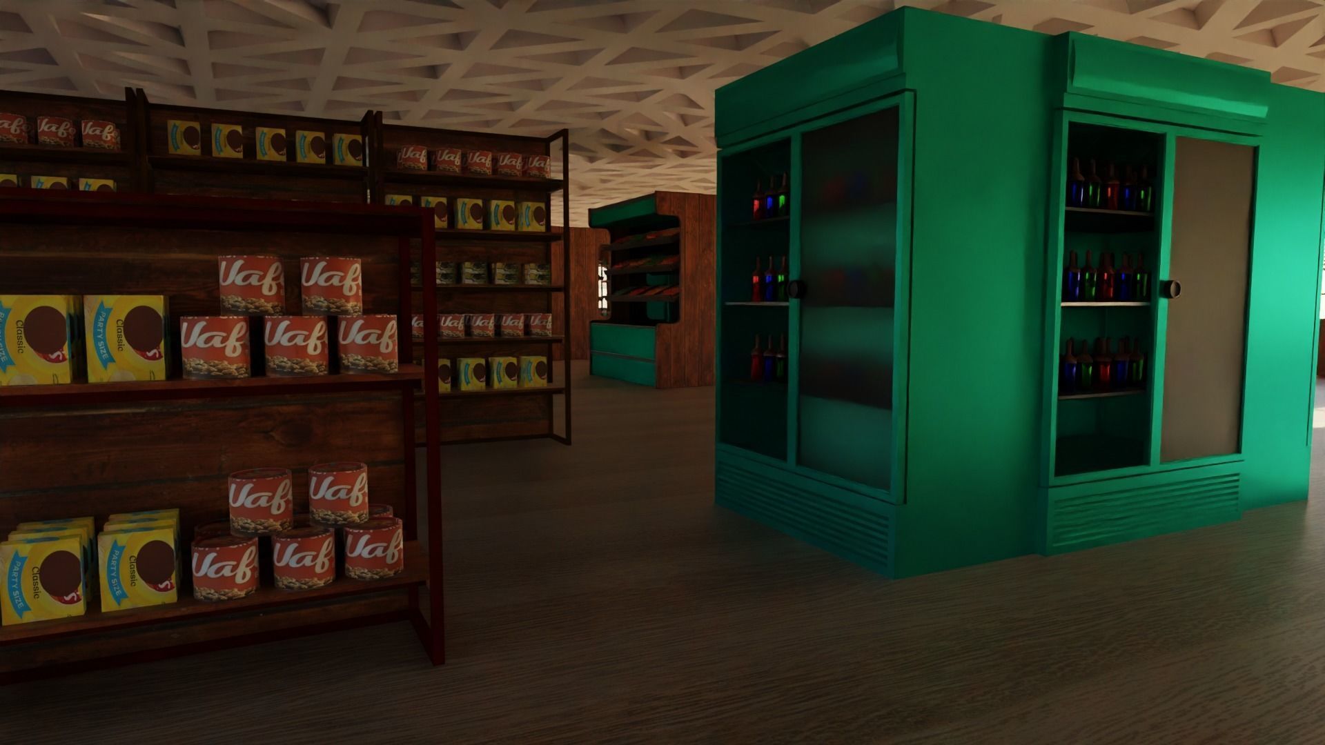 Supermarket interior  Low-poly 3D model_5