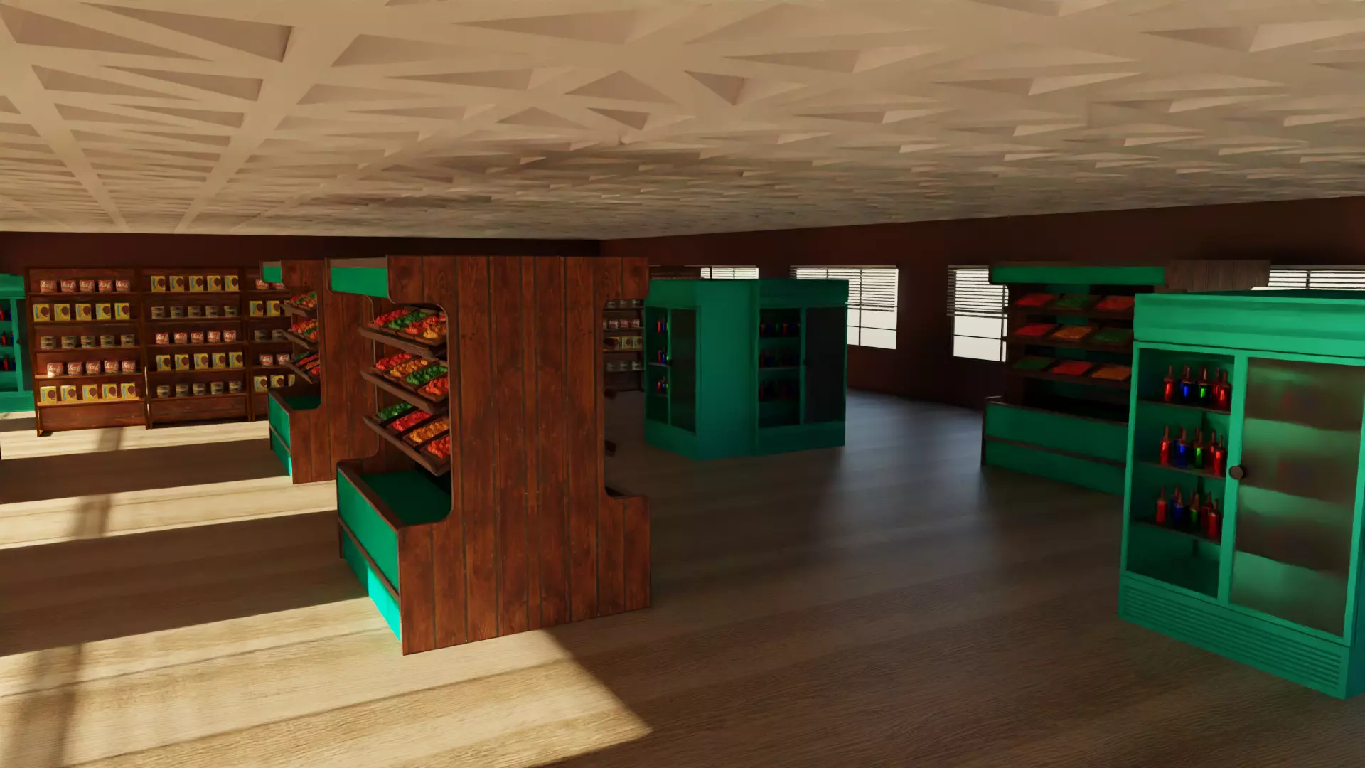 Supermarket interior  Low-poly 3D model_0