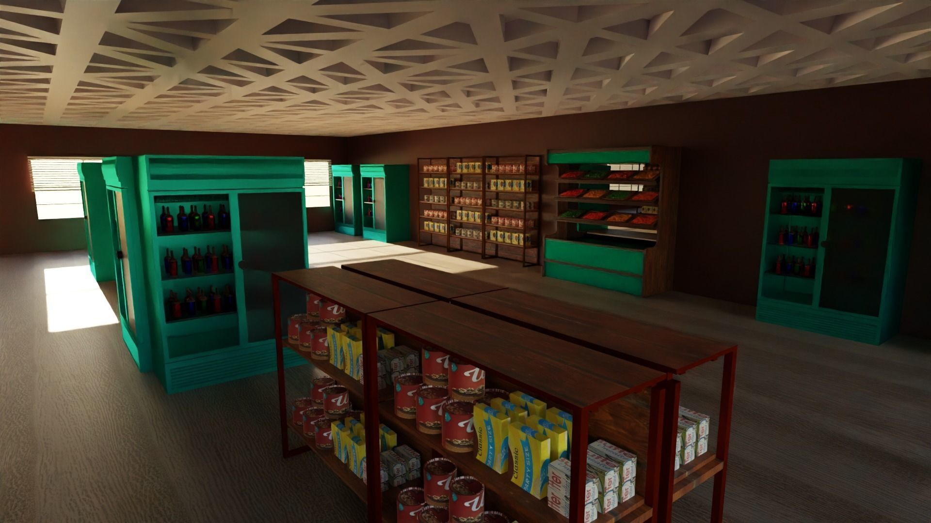 Supermarket interior  Low-poly 3D model_3