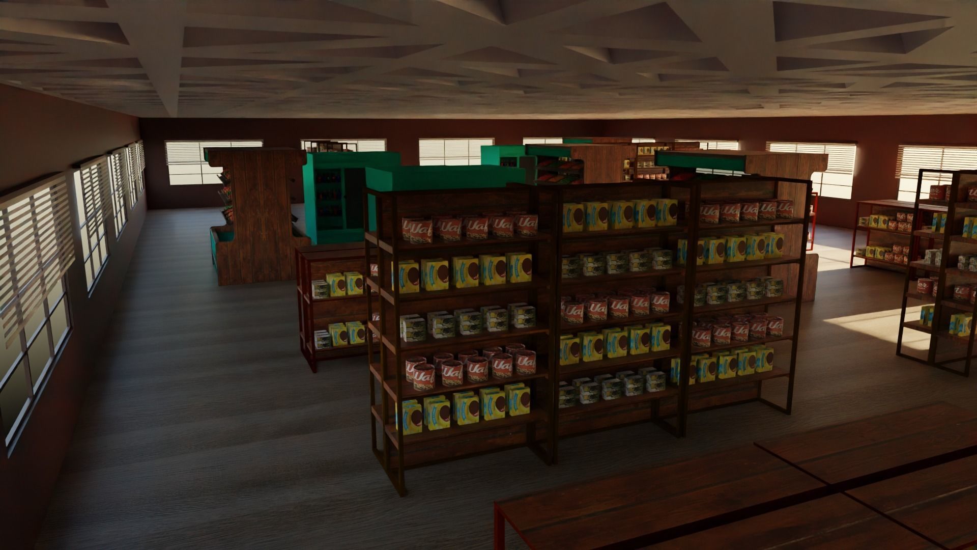 Supermarket interior  Low-poly 3D model_6