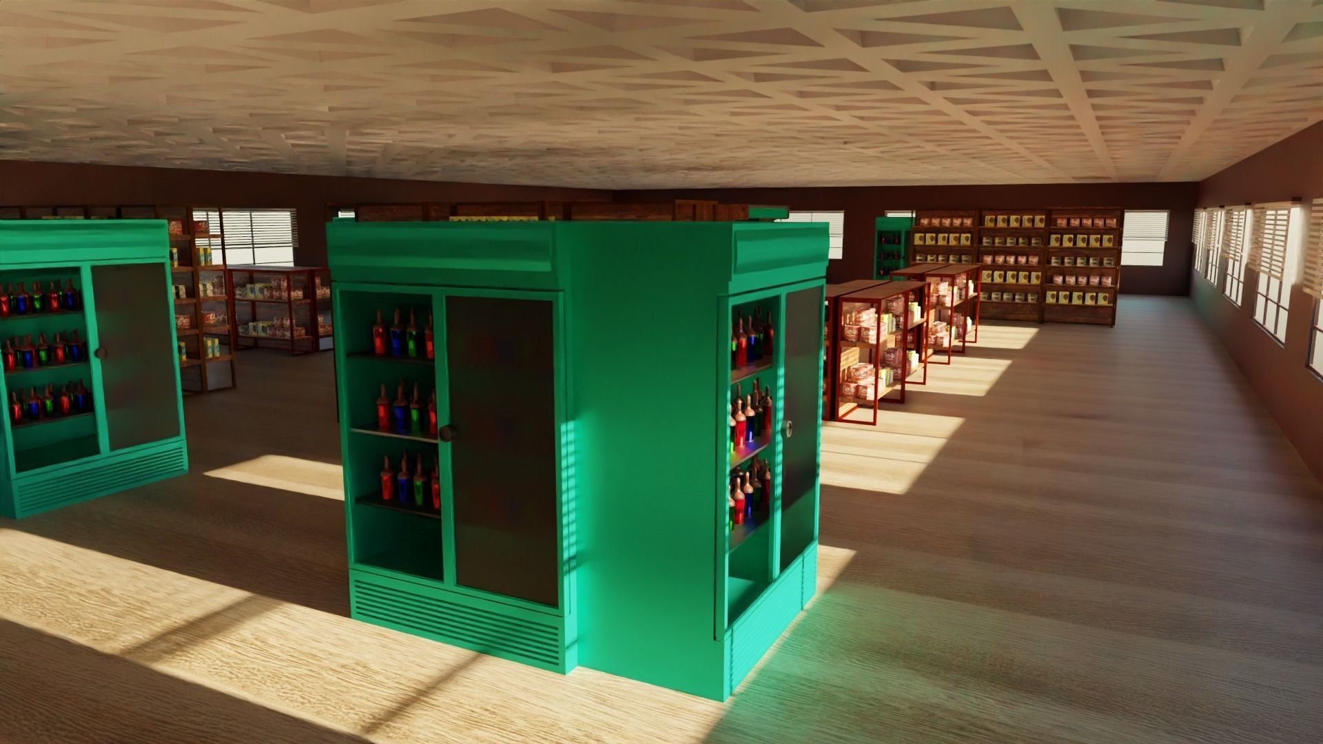 Supermarket interior  Low-poly 3D model_4