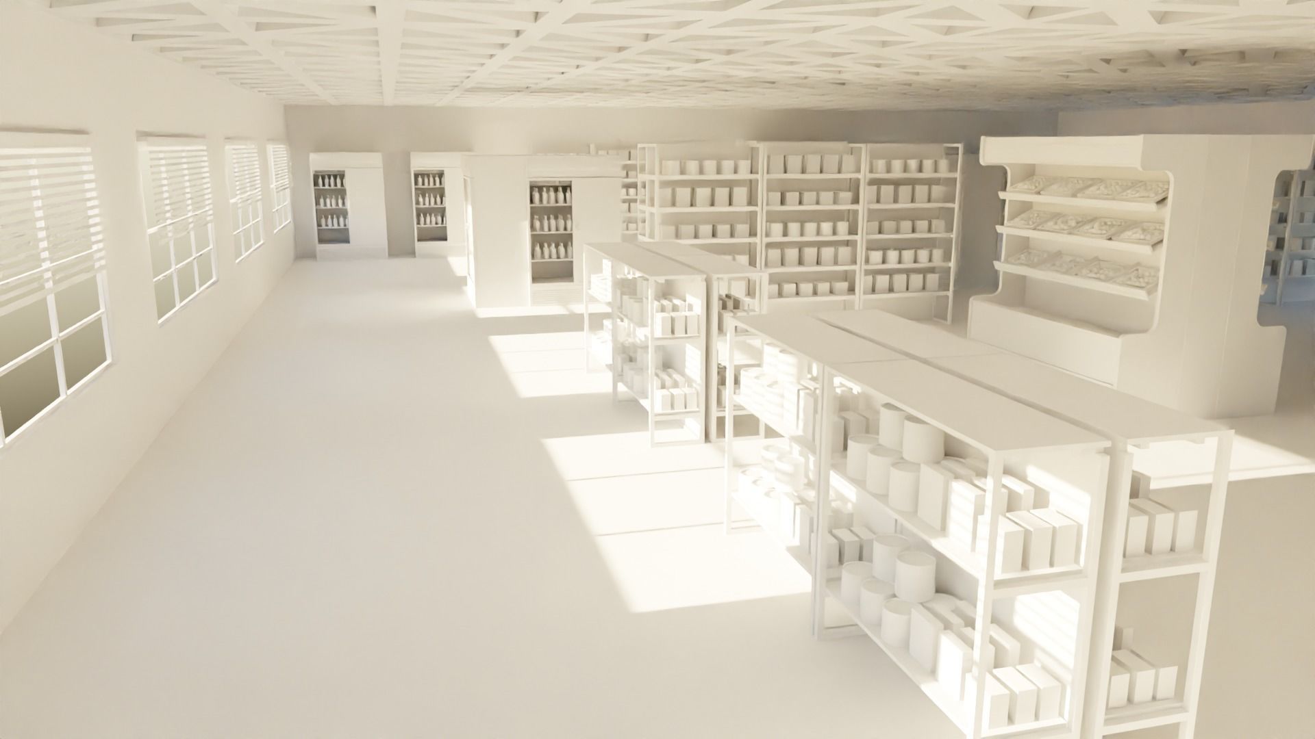 Supermarket interior  Low-poly 3D model_2