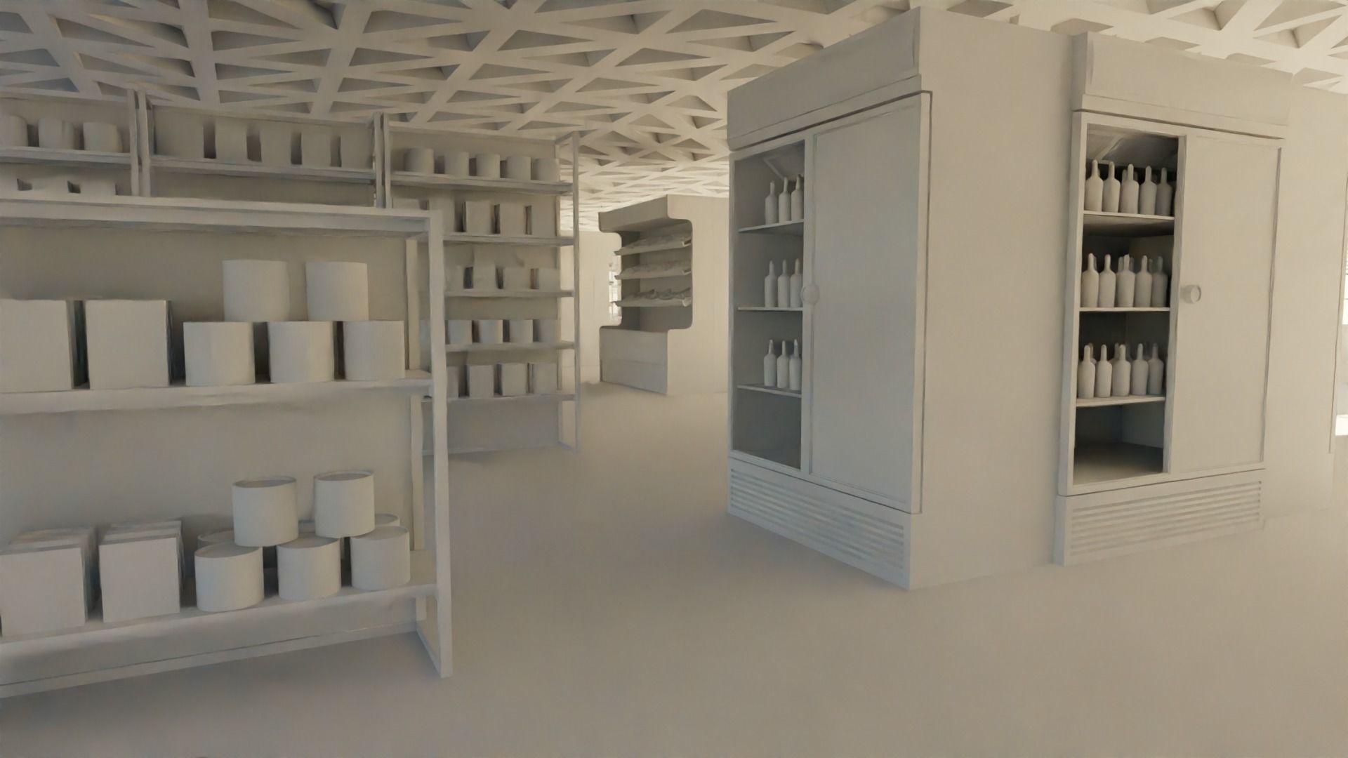 Supermarket interior  Low-poly 3D model_5