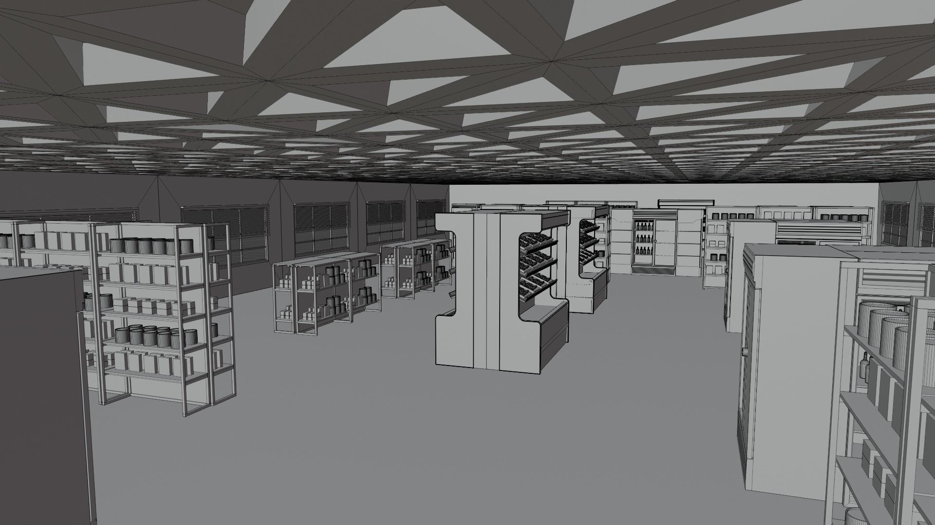 Supermarket interior  Low-poly 3D model_8