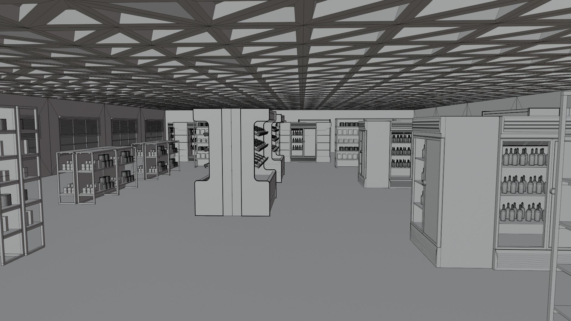 Supermarket interior  Low-poly 3D model_7