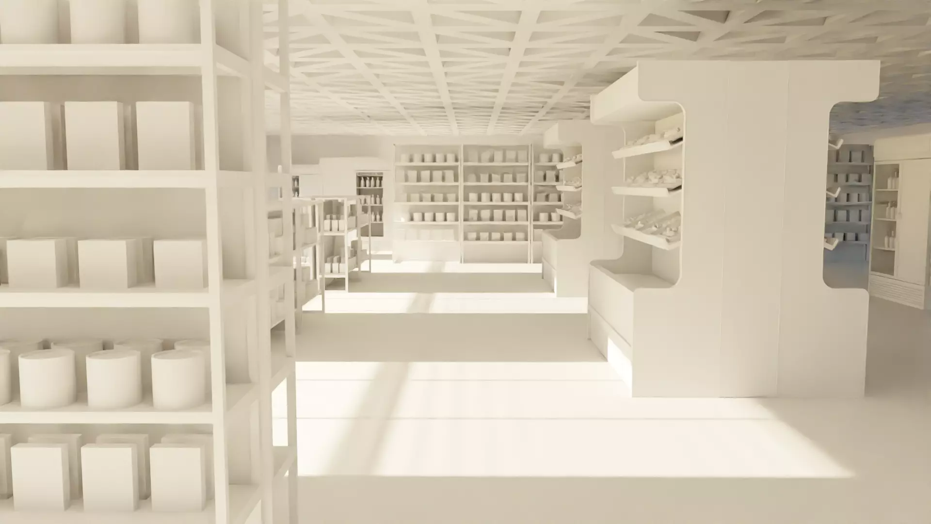 Supermarket interior  Low-poly 3D model_0