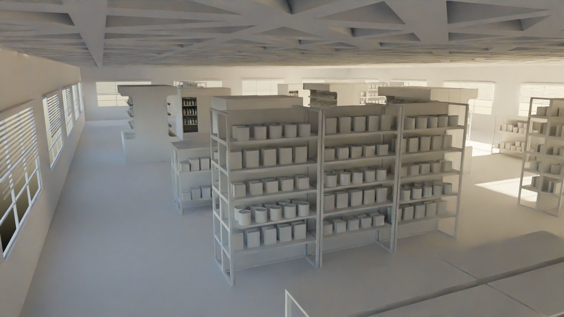 Supermarket interior  Low-poly 3D model_6