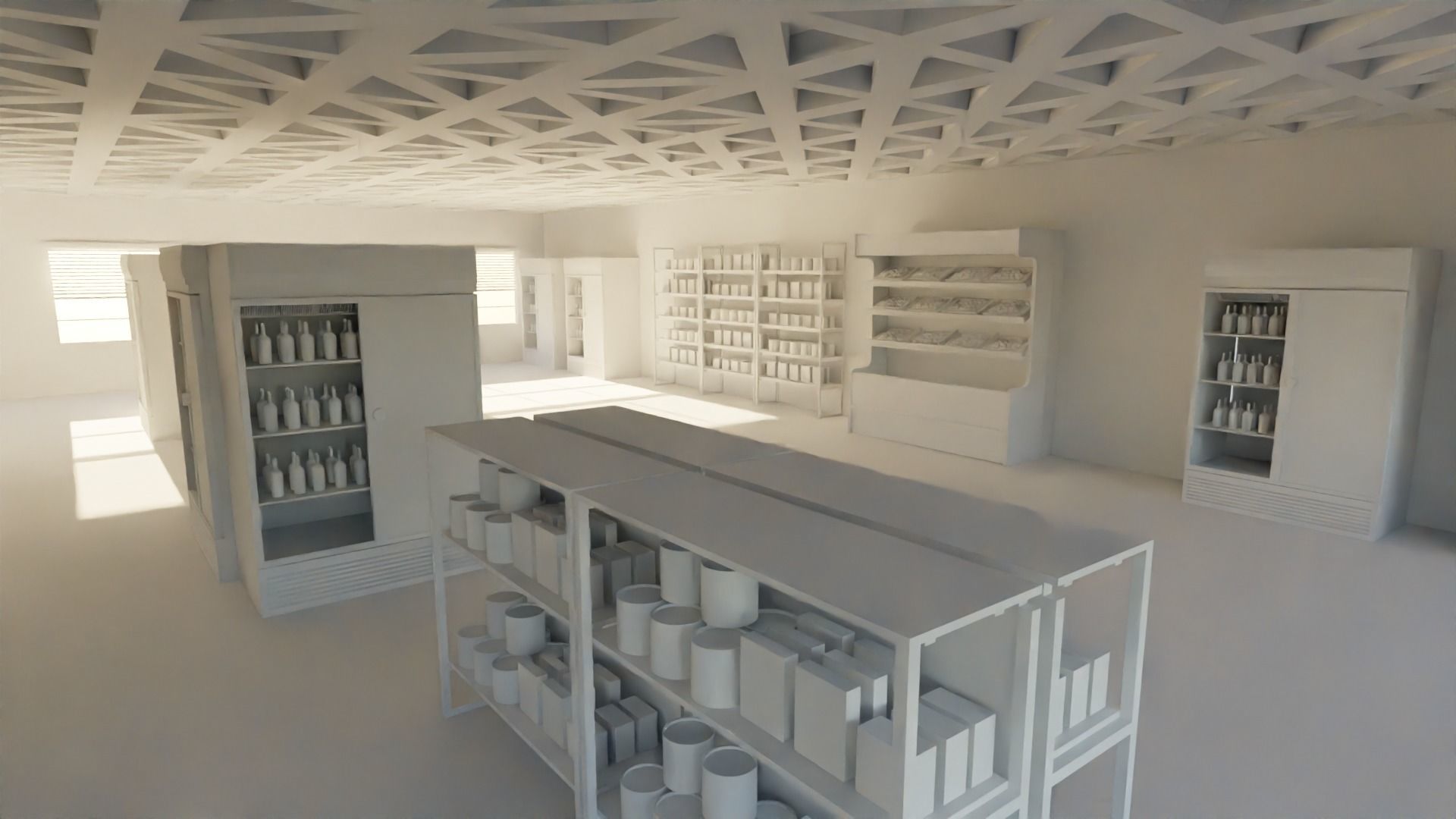 Supermarket interior  Low-poly 3D model_3