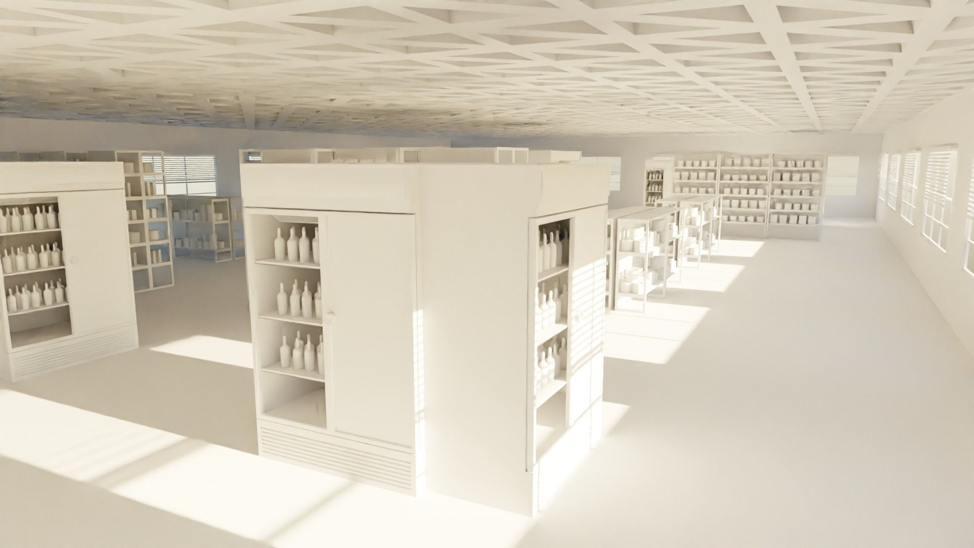 Supermarket interior  Low-poly 3D model_4