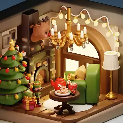 Interior Christmas and New year Living Room Item Pack