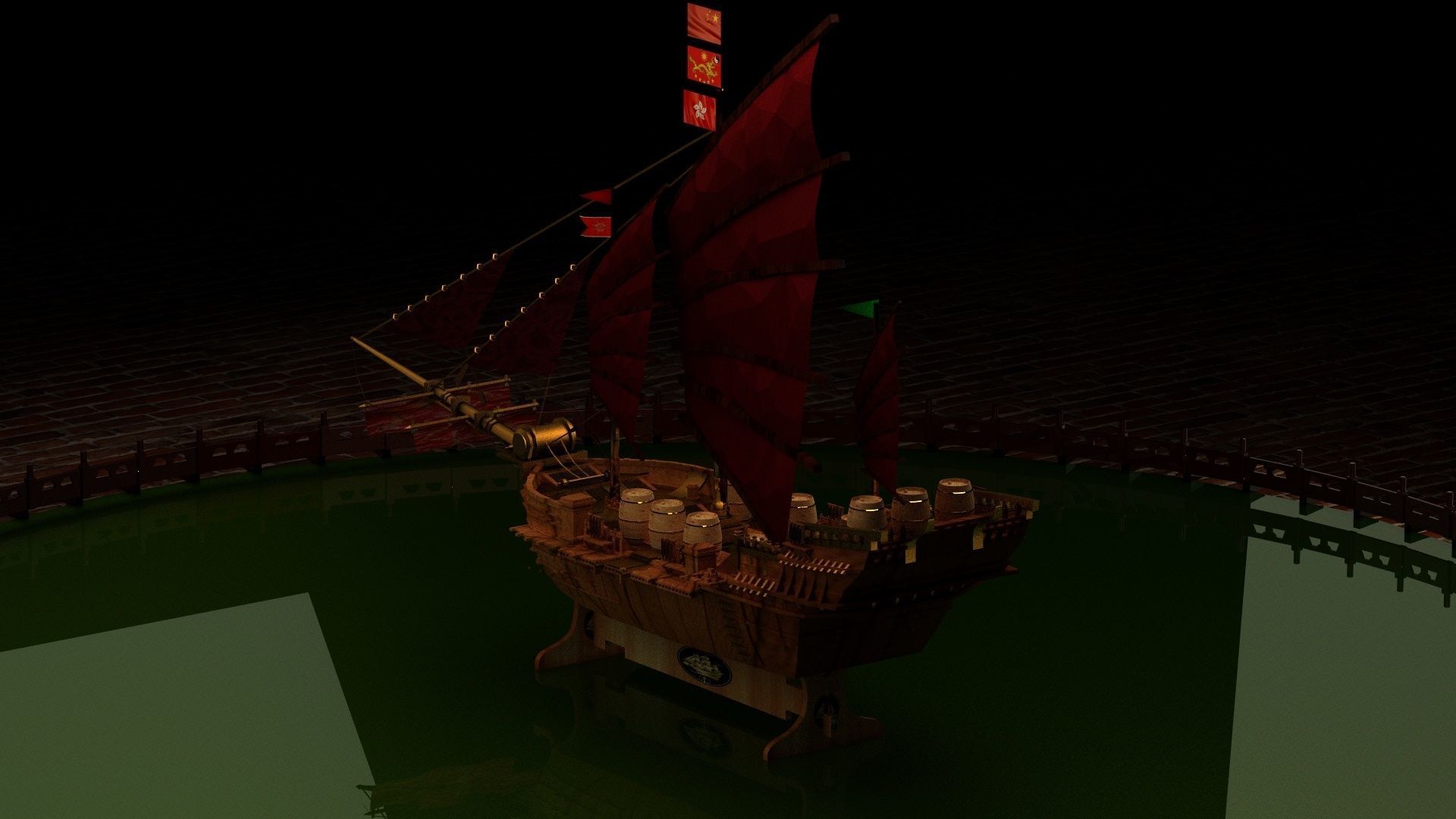 Chinese treasure ship  3D model_1