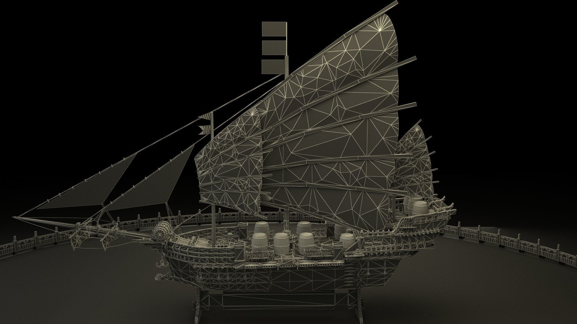 Chinese treasure ship  3D model_6