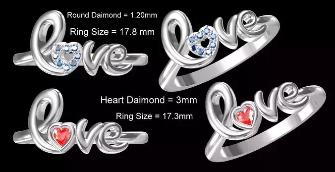 Love Rings 3D print model