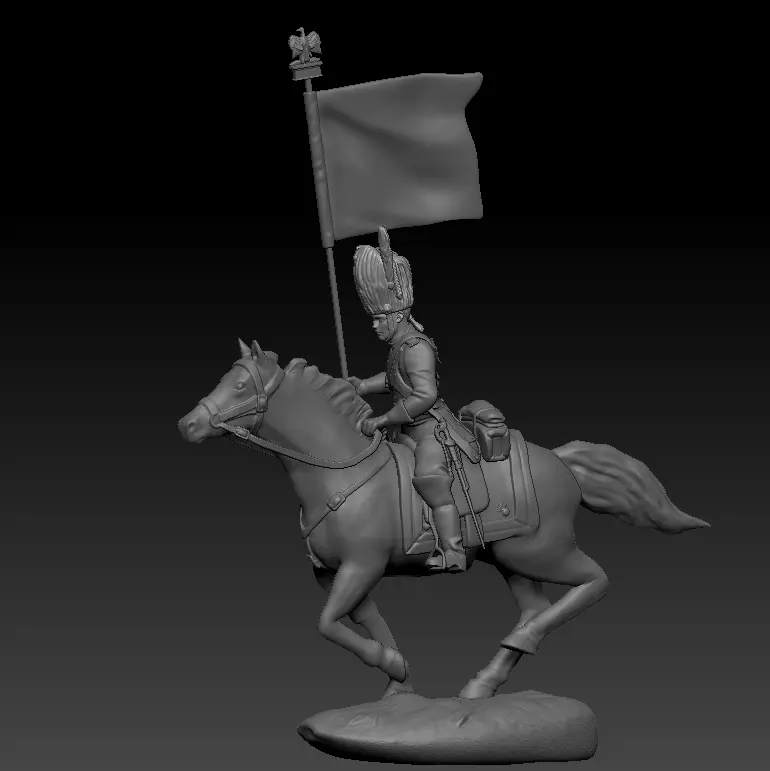 Napoleon Flaq bearer soldier 3D print model_0