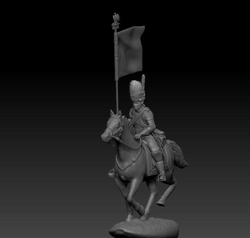 Napoleon Flaq bearer soldier 3D print model_1