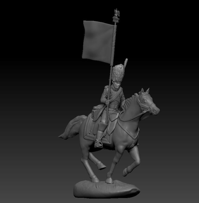 Napoleon Flaq bearer soldier 3D print model_2