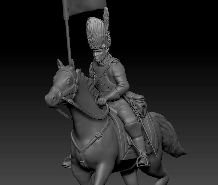 Napoleon Flaq bearer soldier 3D print model_3