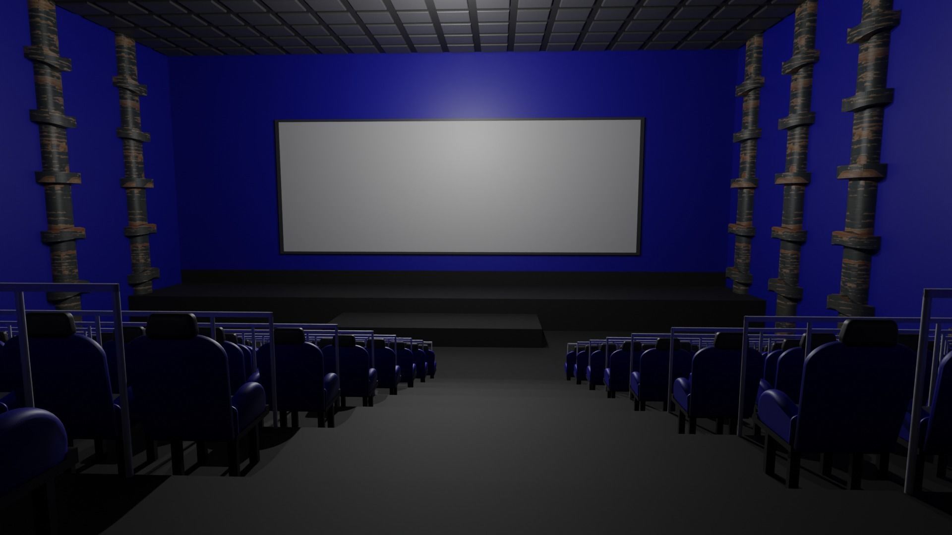 Movie Theater interior  Low-poly 3D model_6