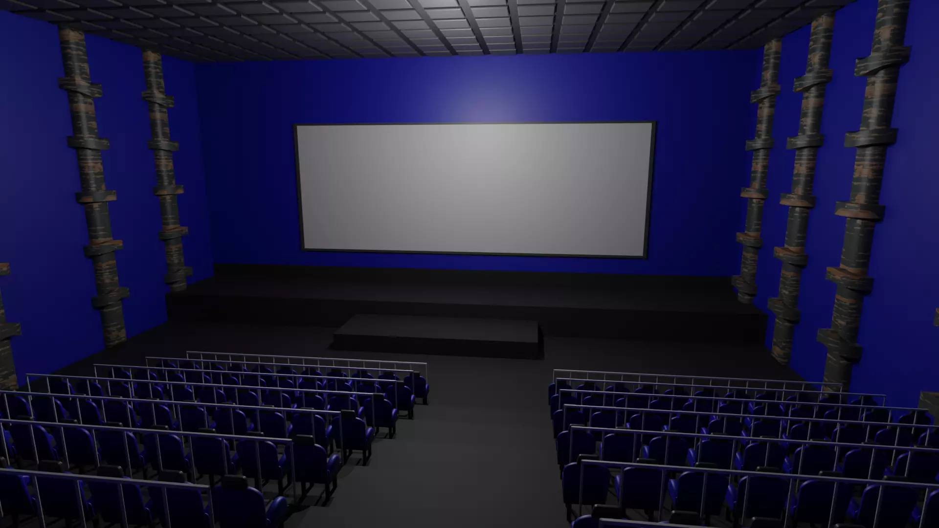Movie Theater interior  Low-poly 3D model_0