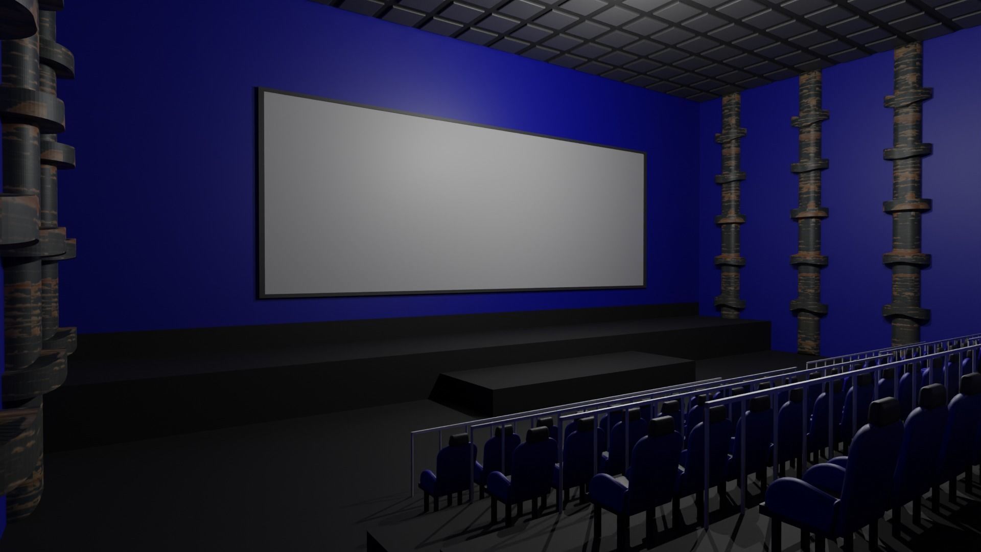 Movie Theater interior  Low-poly 3D model_4