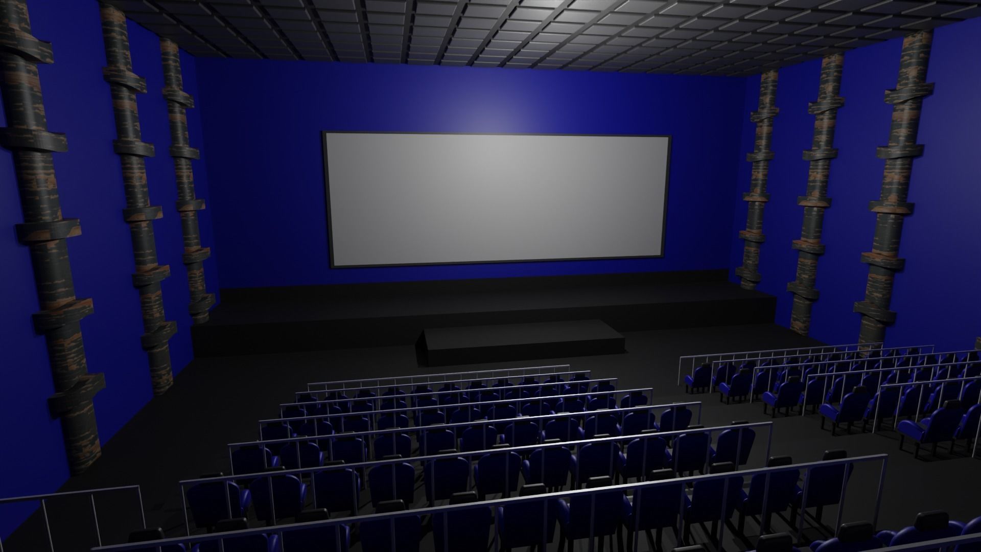 Movie Theater interior  Low-poly 3D model_1