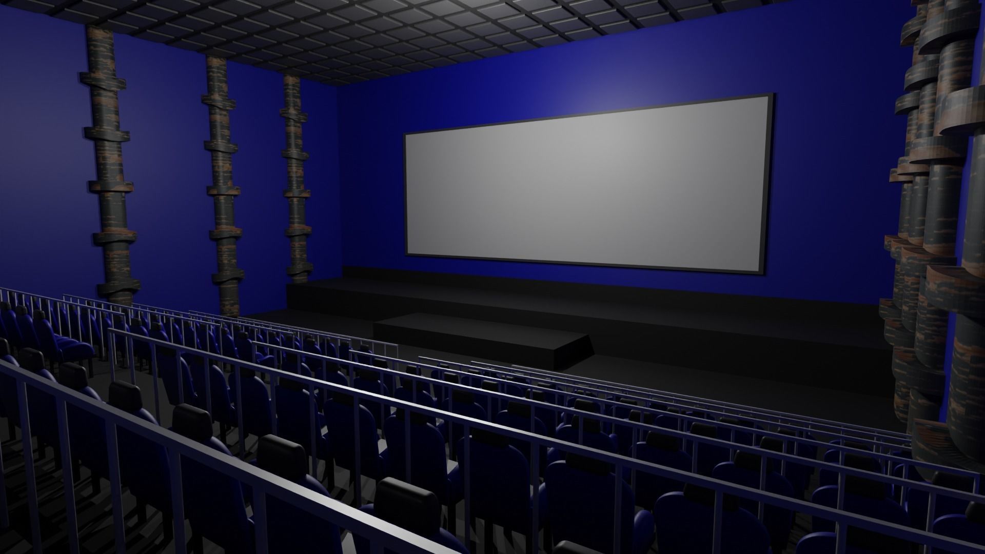 Movie Theater interior  Low-poly 3D model_5