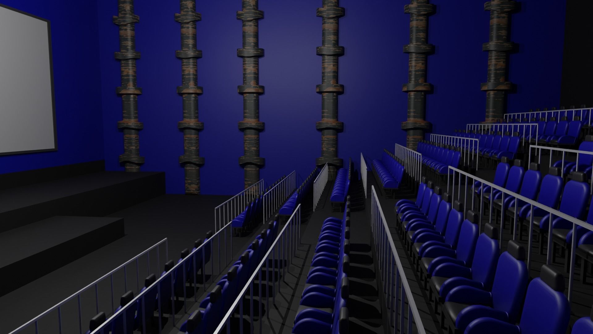 Movie Theater interior  Low-poly 3D model_2