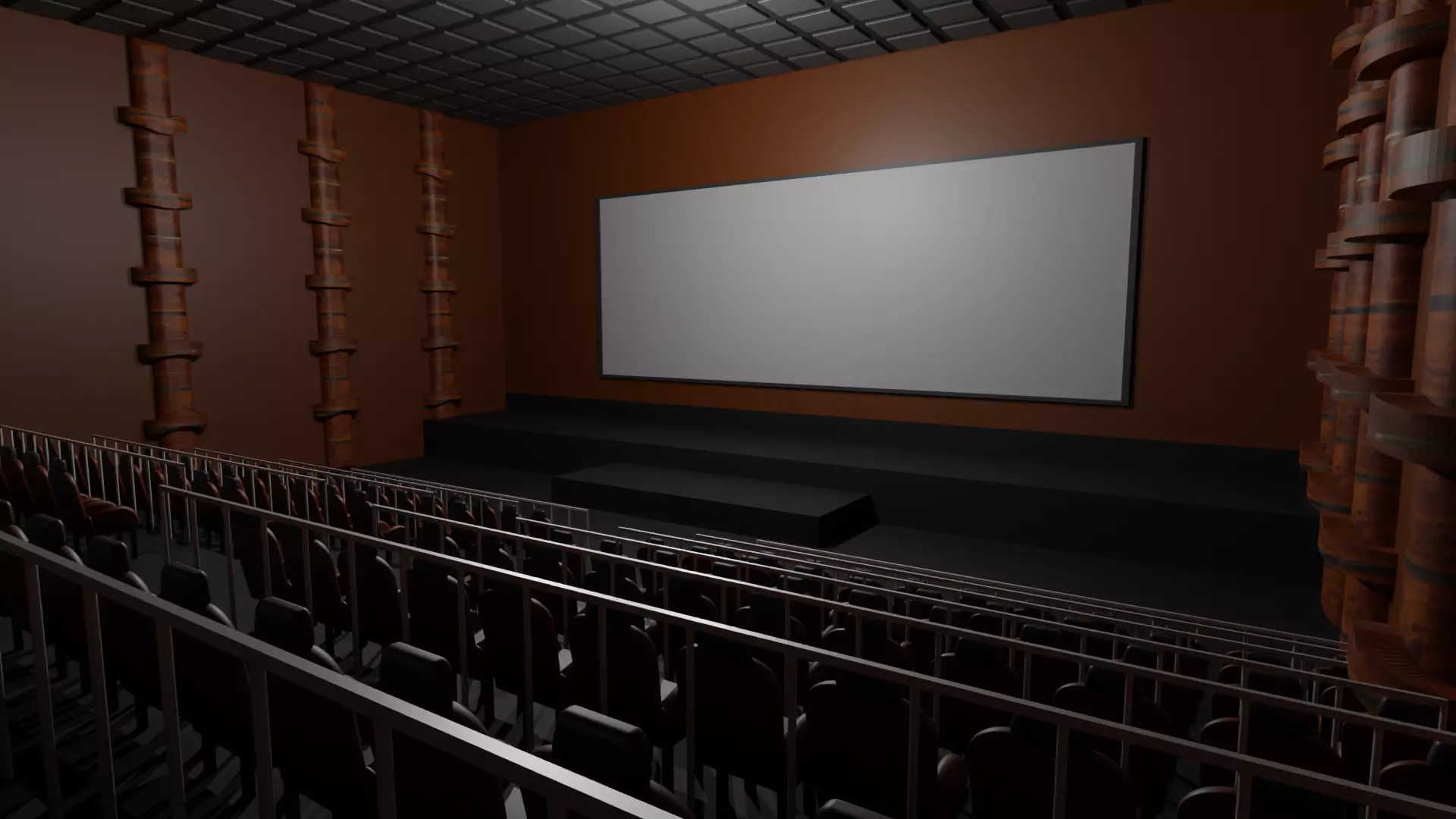 Movie Theater interior  Low-poly 3D model_0